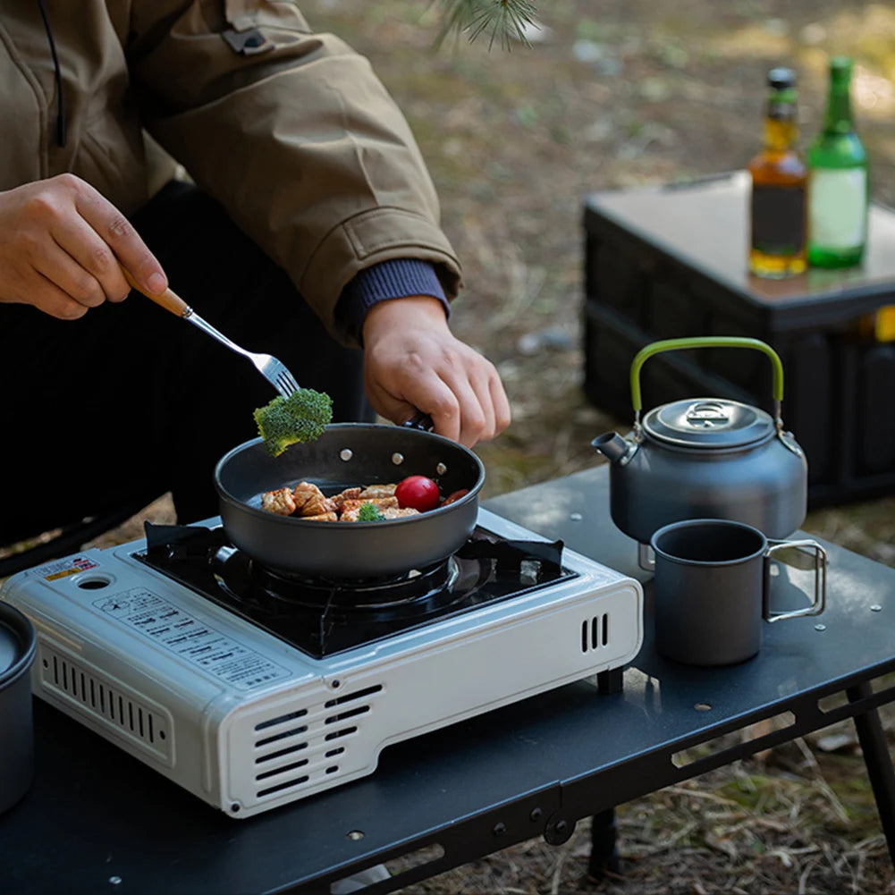 APWIKOGER Camping Cookware Set 3 Piece Pot Pan Kettle