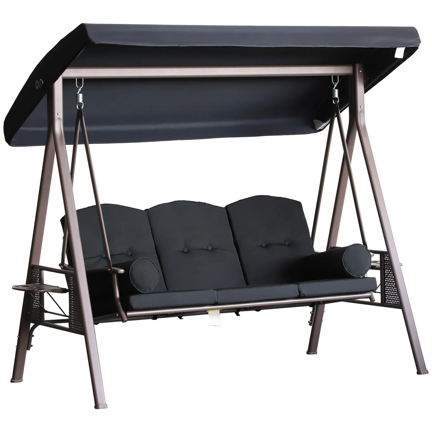 Outsunny 3 Person Outdoor Canopy Cushioned Bench Glider Swing