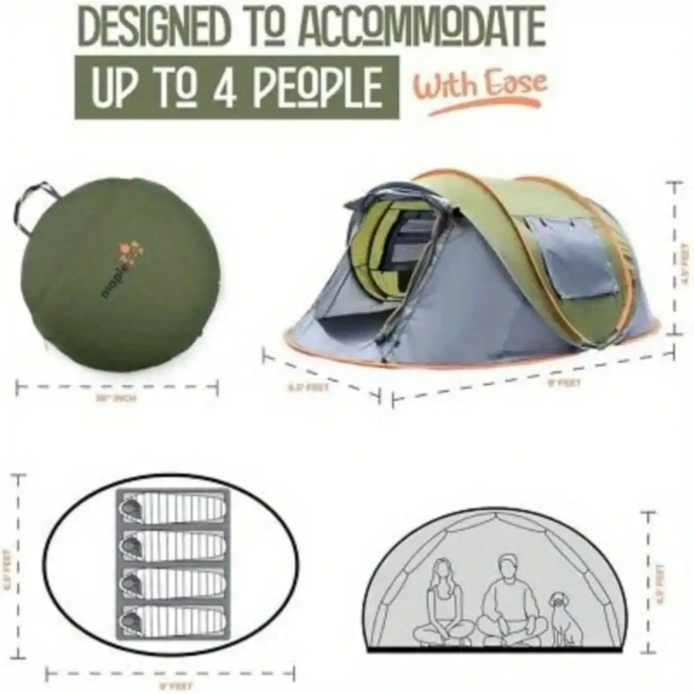 Camping Tent Four Person Easy Pop Up Waterproof Upf50