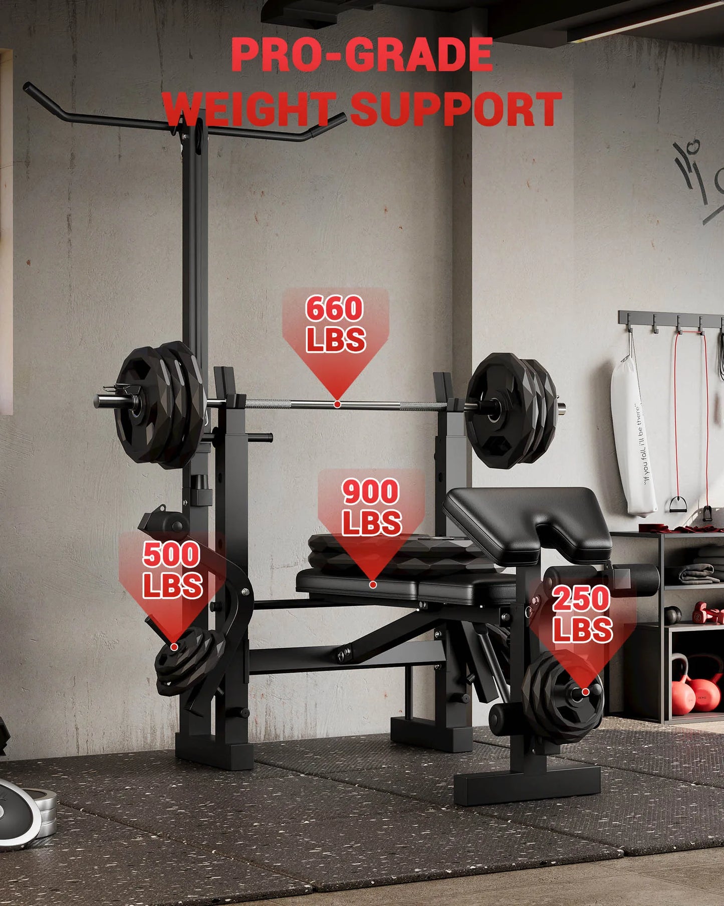 HiMISS Adjustable Four In One Weight Bench With Leg Developer Foldable