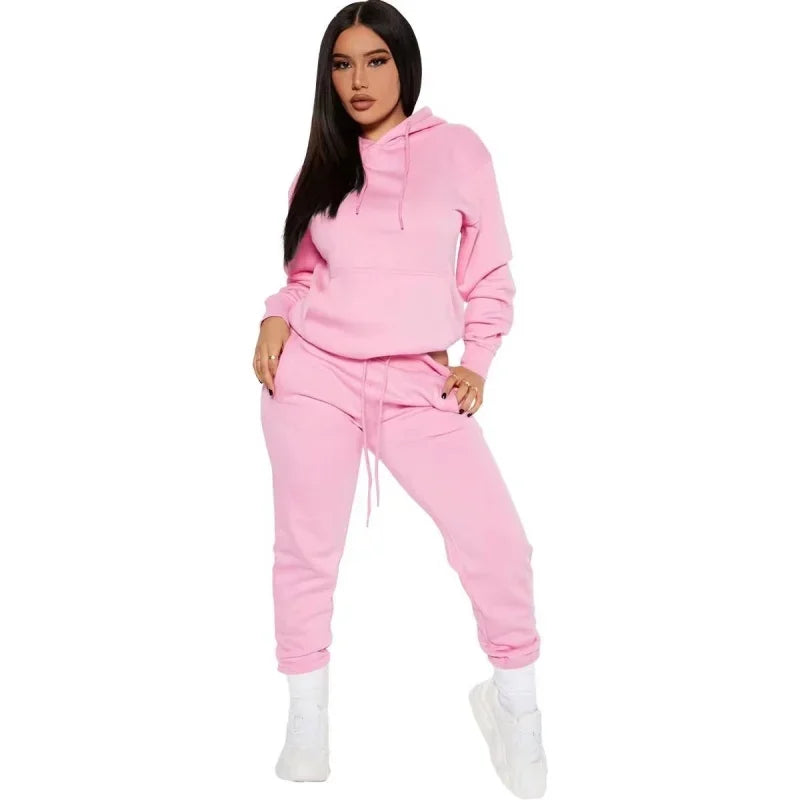 Winter Women Tracksuit Two Piece Set Oversized Hoodie Sweatpants