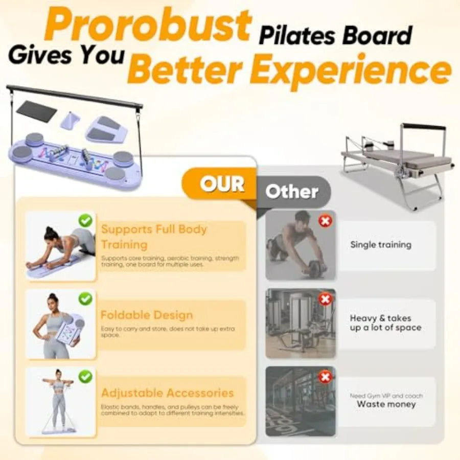 Pilates Board Multifunctional Portable Reformer For Full Body Home Fitness