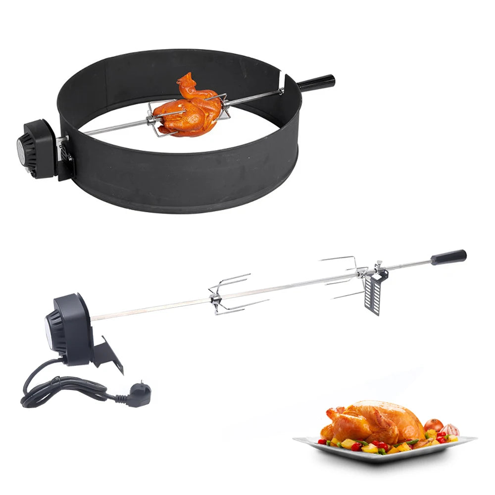 Electric BBQ Grill Spit Rotisserie Kit With Long Cable