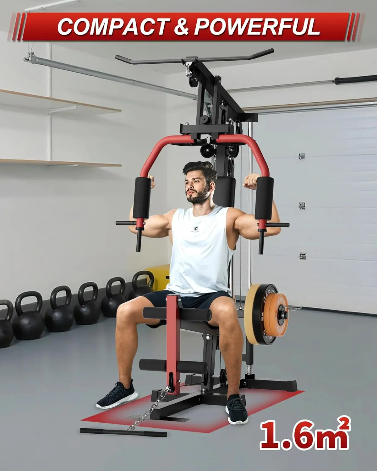 HiMISS Home Gym Machine For Full Body Strength Training With Lat Pulldown