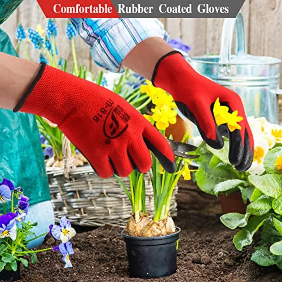 SHXI Gardening Gloves Breathable Rubber Coated for Men Women