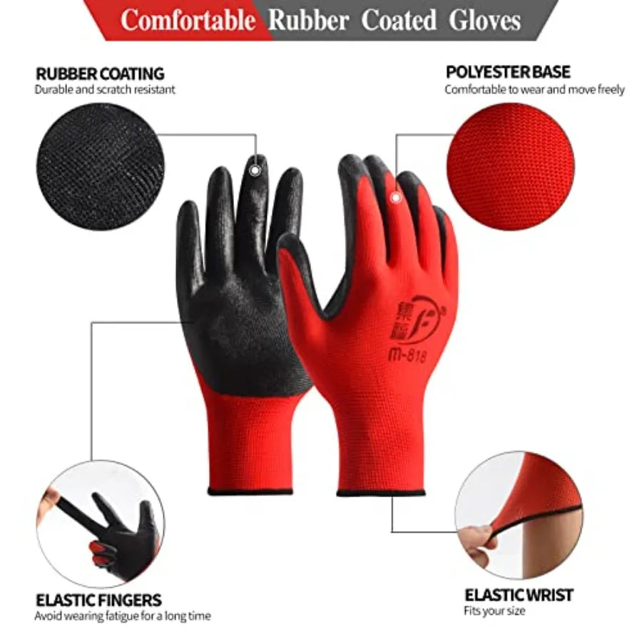 SHXI Gardening Gloves Breathable Rubber Coated for Men Women