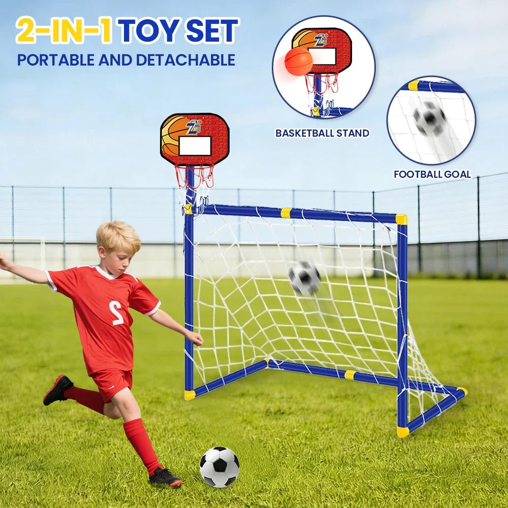 Kmoist 2in1 Sports Toys Basketball Stand Football Goal
