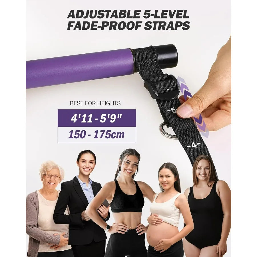 Upgraded Pilates Bar Kit With Resistance Bands Stainless Steel