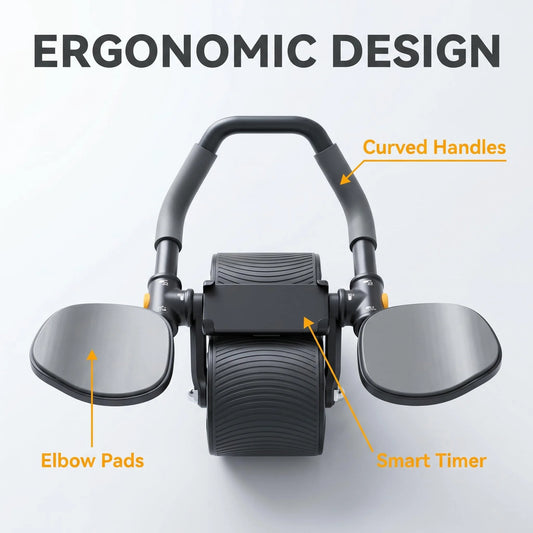 3 In 1 Ab Roller With Knee Pad Phone Holder Timer For Home Fitness