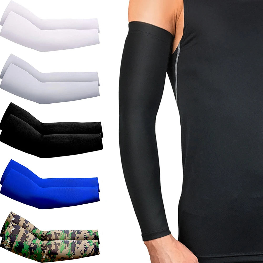Unisex Cooling Arm Sleeves UV Sun Protection For Running