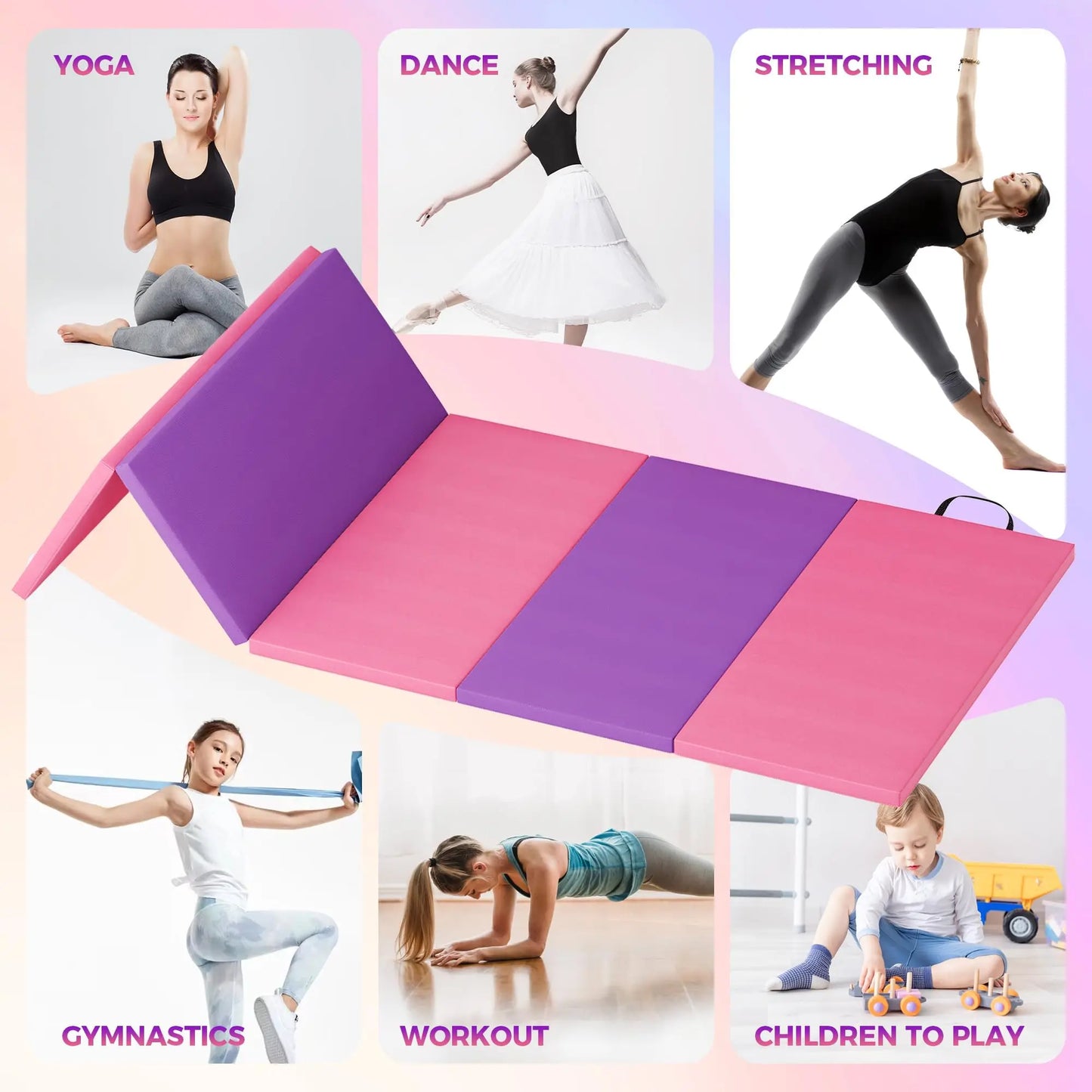 HiMISS Gymnastics Mat Foldable Tumbling Mats For Home Workouts