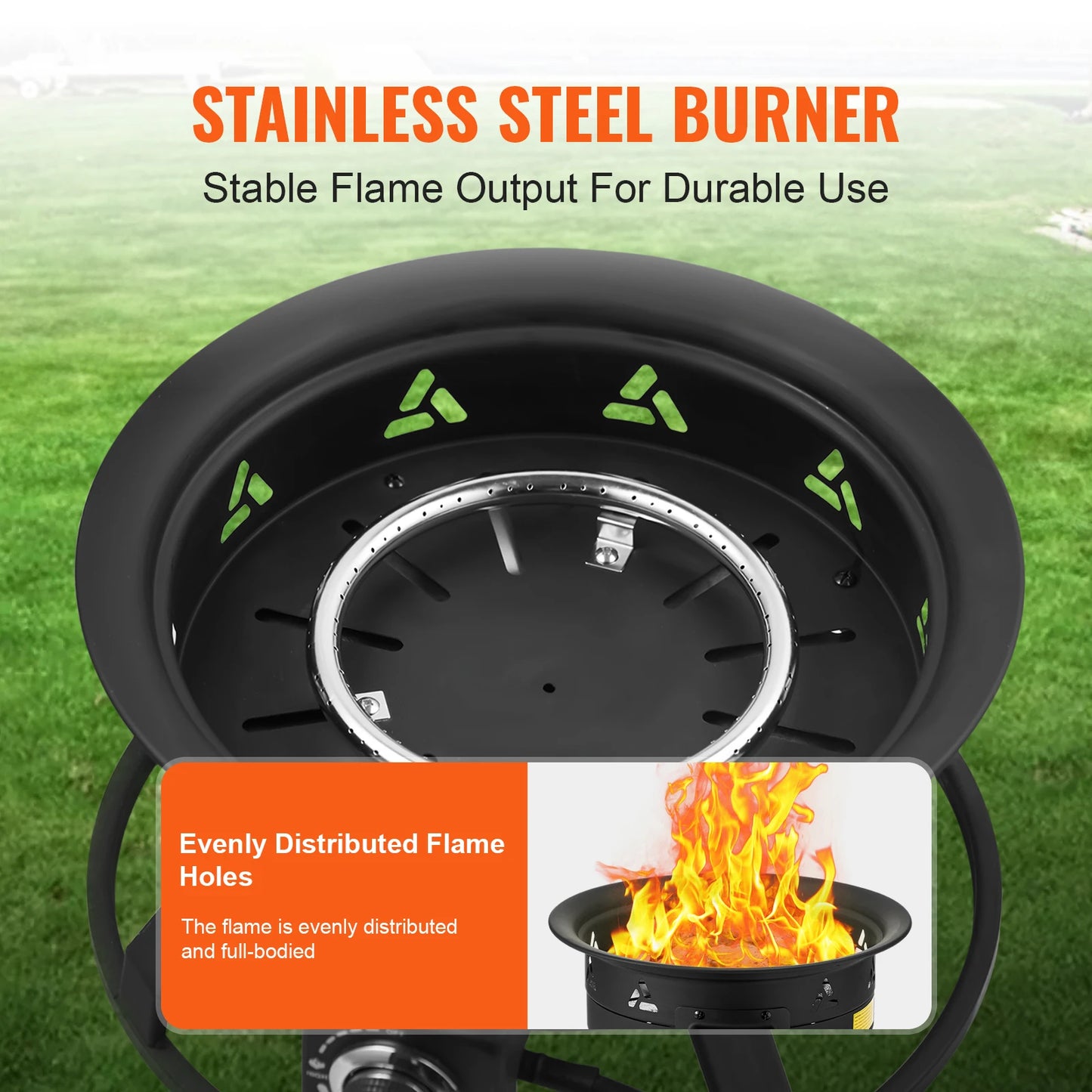 SucceBuy 19-Inch Propane Fire Pit With Cover And Lava Rocks Adjustable Flame