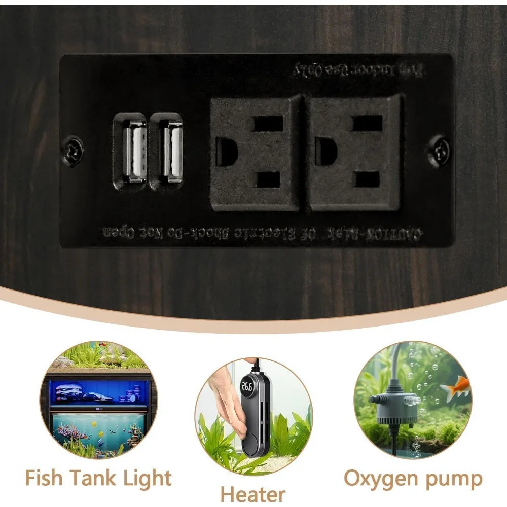 Heavy Duty Metal Aquarium Stand With LED Lighting And Outlets