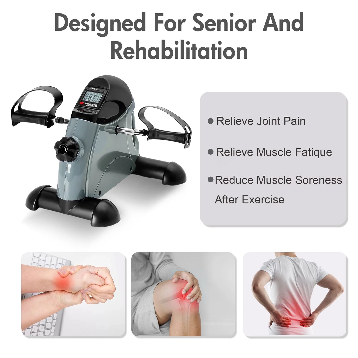 Under Desk Pedal Exerciser Motorized With LCD Display For Leg Arm Knee