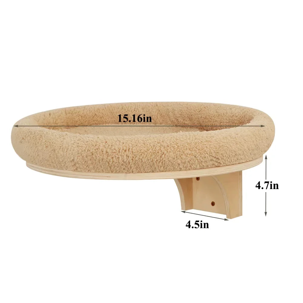 Cat Wall Mounted Solid Pine Wood Climbing Ladder With Hammock And Scratching Post