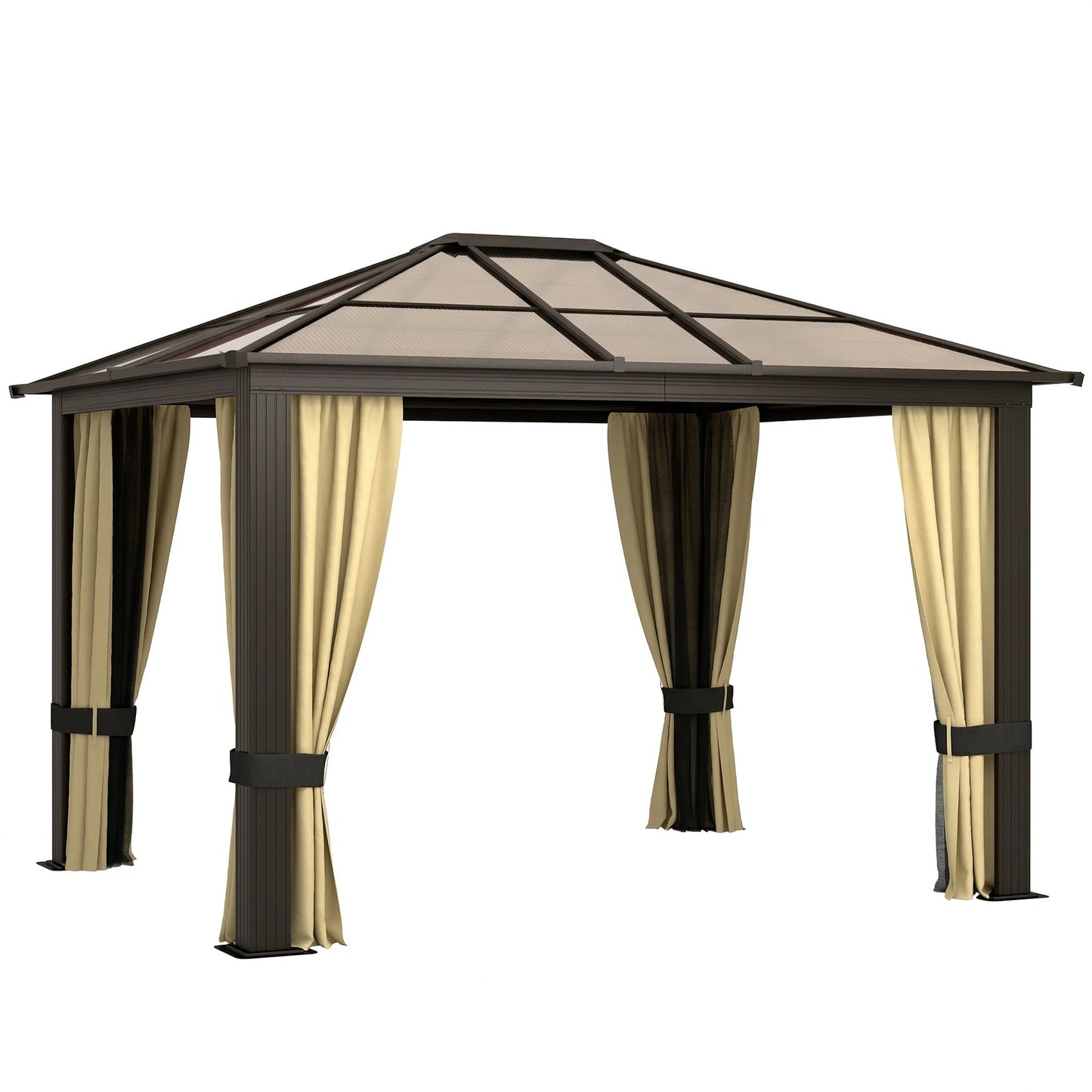 Solarium Style Hardtop Gazebo With Translucent Polycarbonate Canopy With Netting