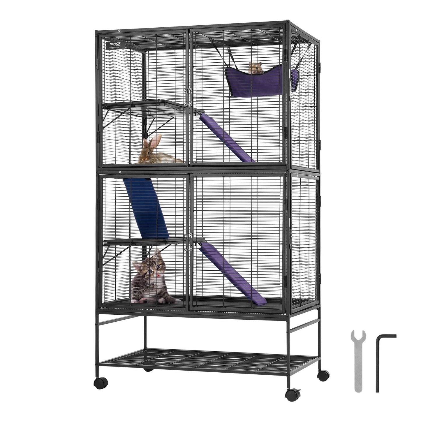 SucceBuy Four-Tier Rolling Metal Ferret Cage Ideal For Pets