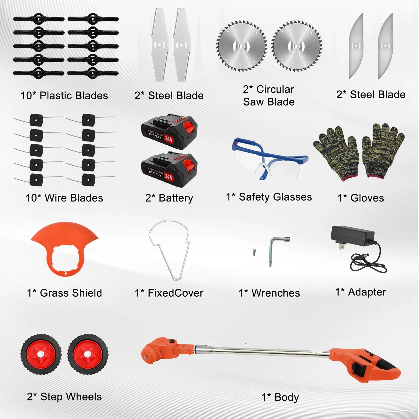 21V Cordless 3-In-1 Grass Trimmer Edger and Mower with Battery