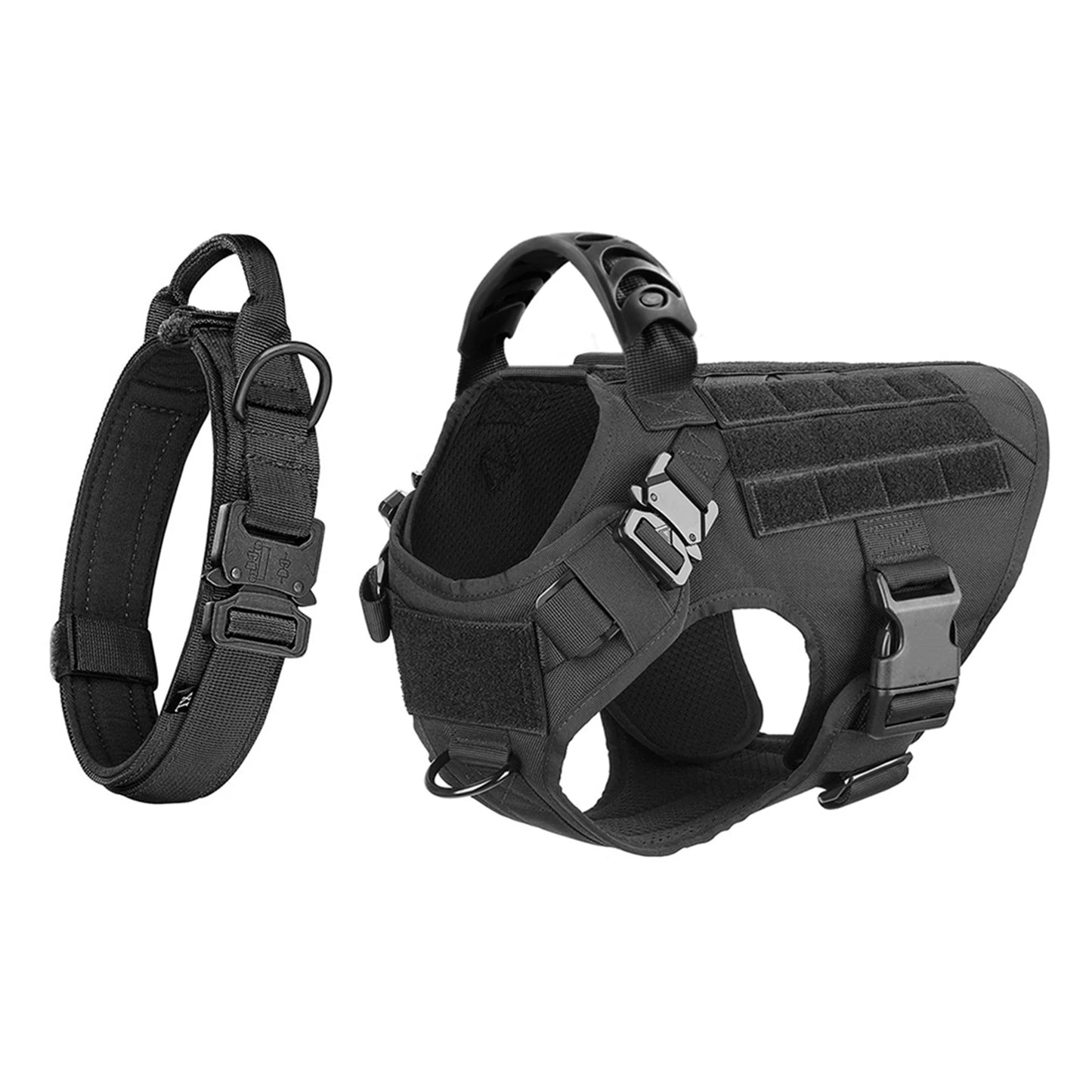 Nylon Dog Harness And Collar Set, Adjustable Tactical Vest For Outdoor Walking