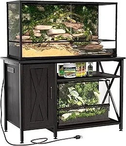 Reptile Tank Stand With Power Outlet And Storage Cabinet