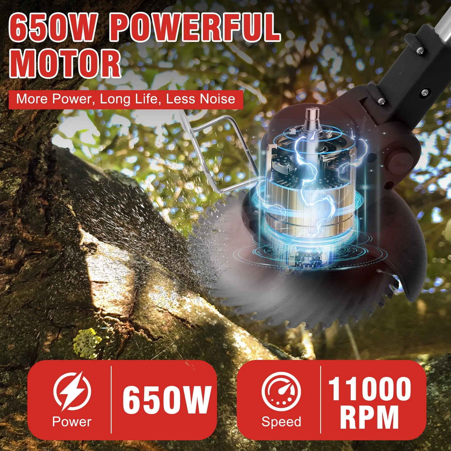 21V Cordless 3-In-1 Grass Trimmer Edger and Mower with Battery