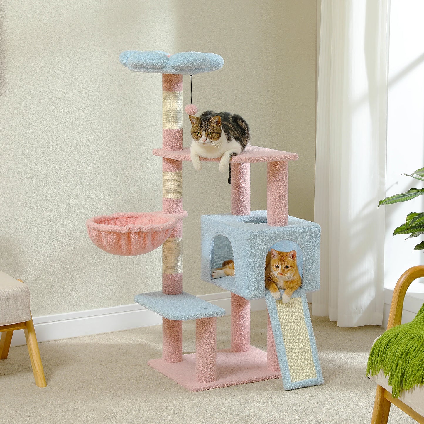 PAWZ Road Flower Cat Tree Multi Level Cat Tower With Sisal Posts Top Perch