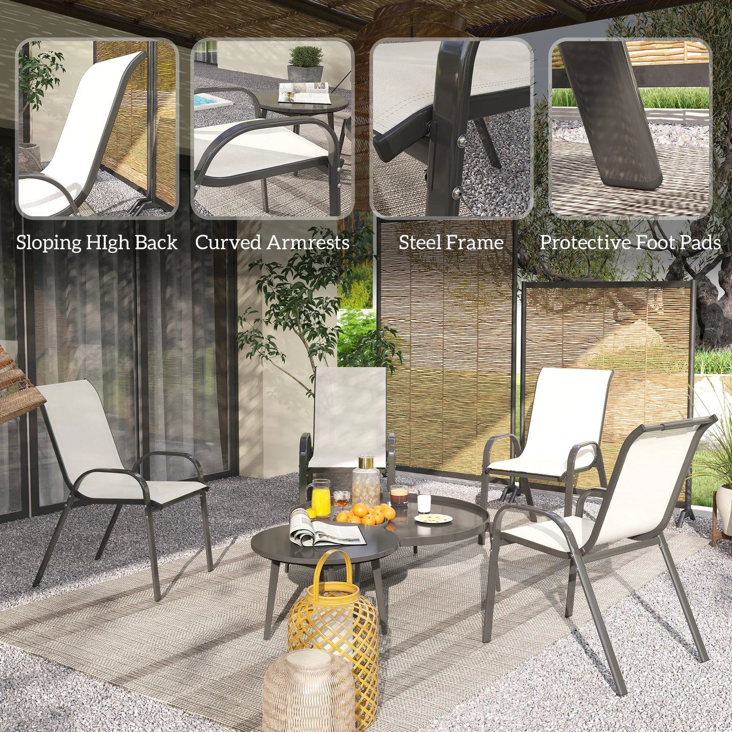 Stackable Outdoor Dining Chairs Set Of Four For Patio