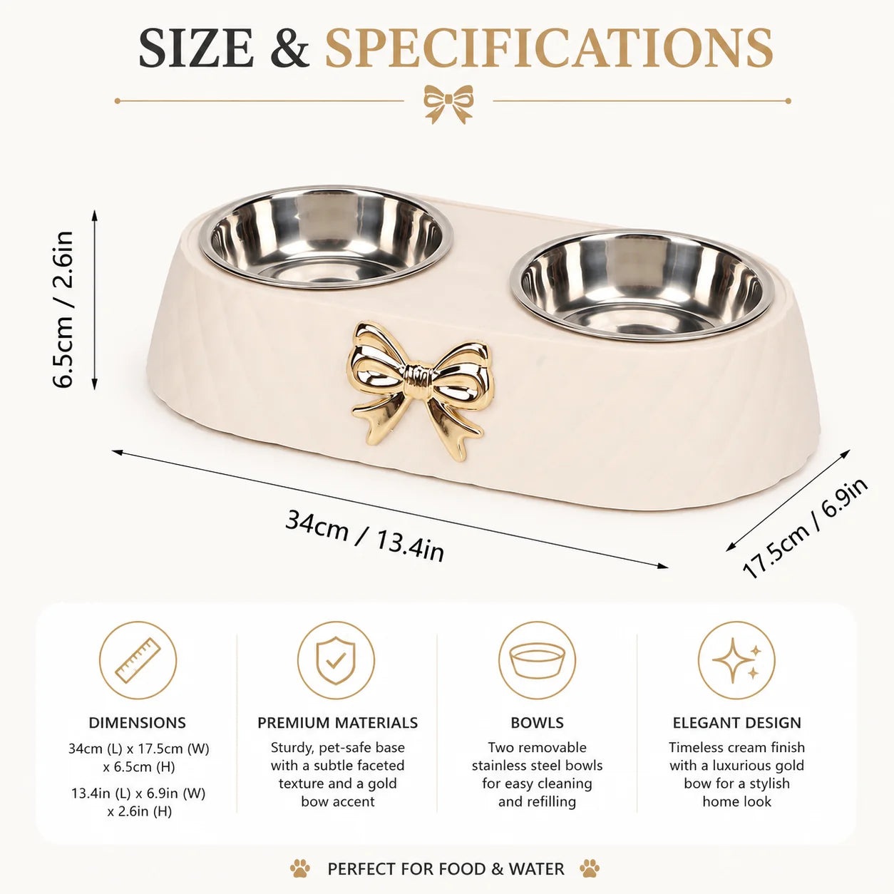 Double Stainless Steel Pet Bowls For Cats And Small Dogs