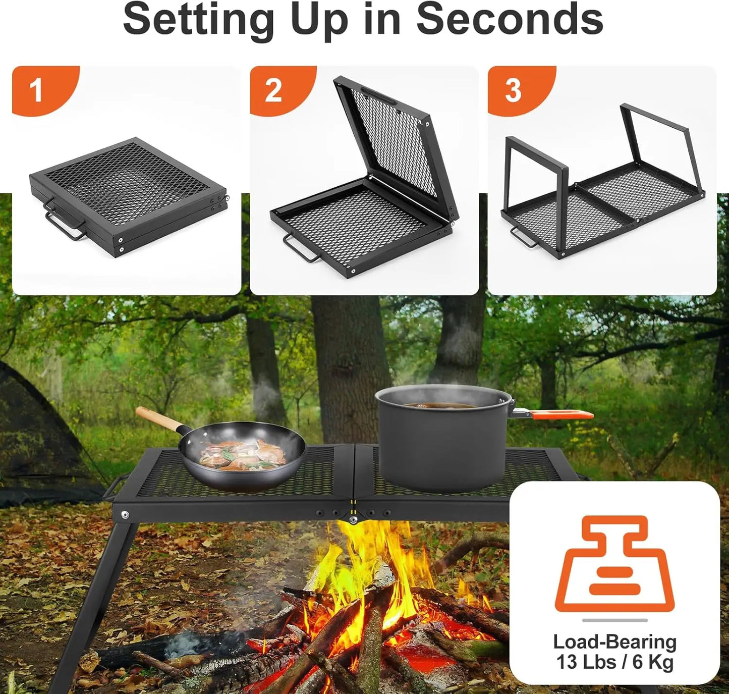 XIUWO Folding Campfire Grill With Legs And Carry Bag