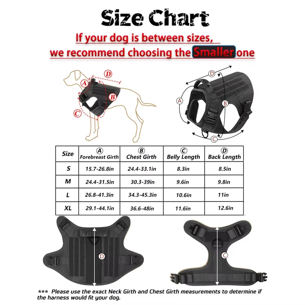 Military Large Dog Harness Vest Set For Malinois Training Accessories
