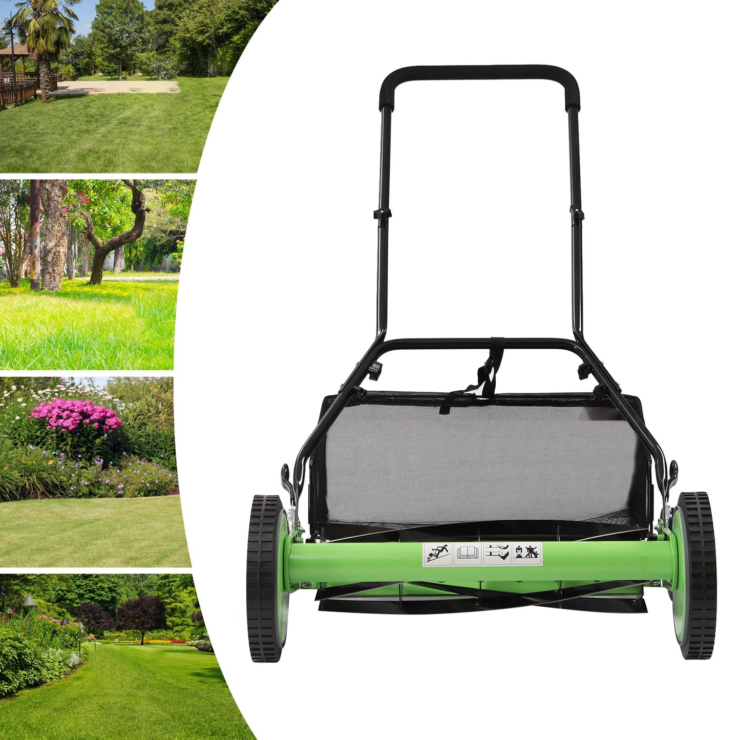 Manual Lawn Mower With 9 Adjustable Heights And Sharp Manganese Steel Blades