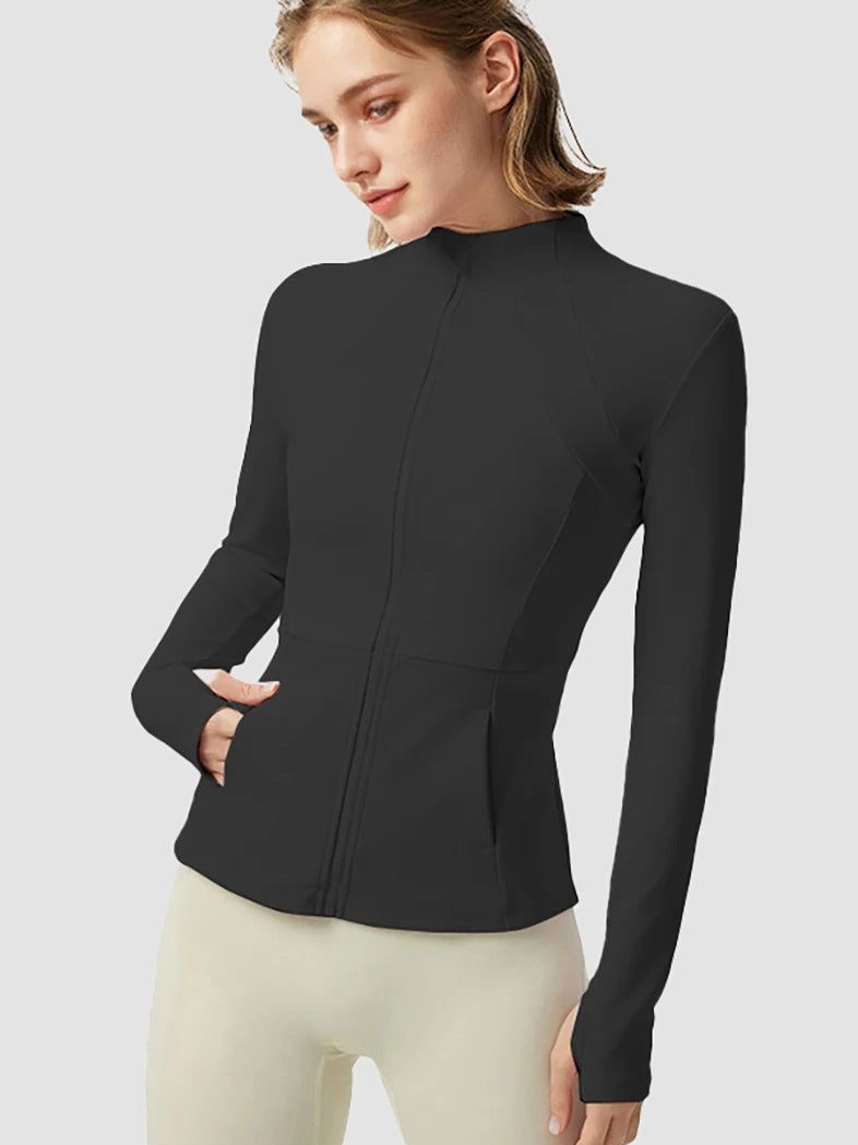 Women's Athletic Lightweight Yoga Jacket With Zipper And Pockets