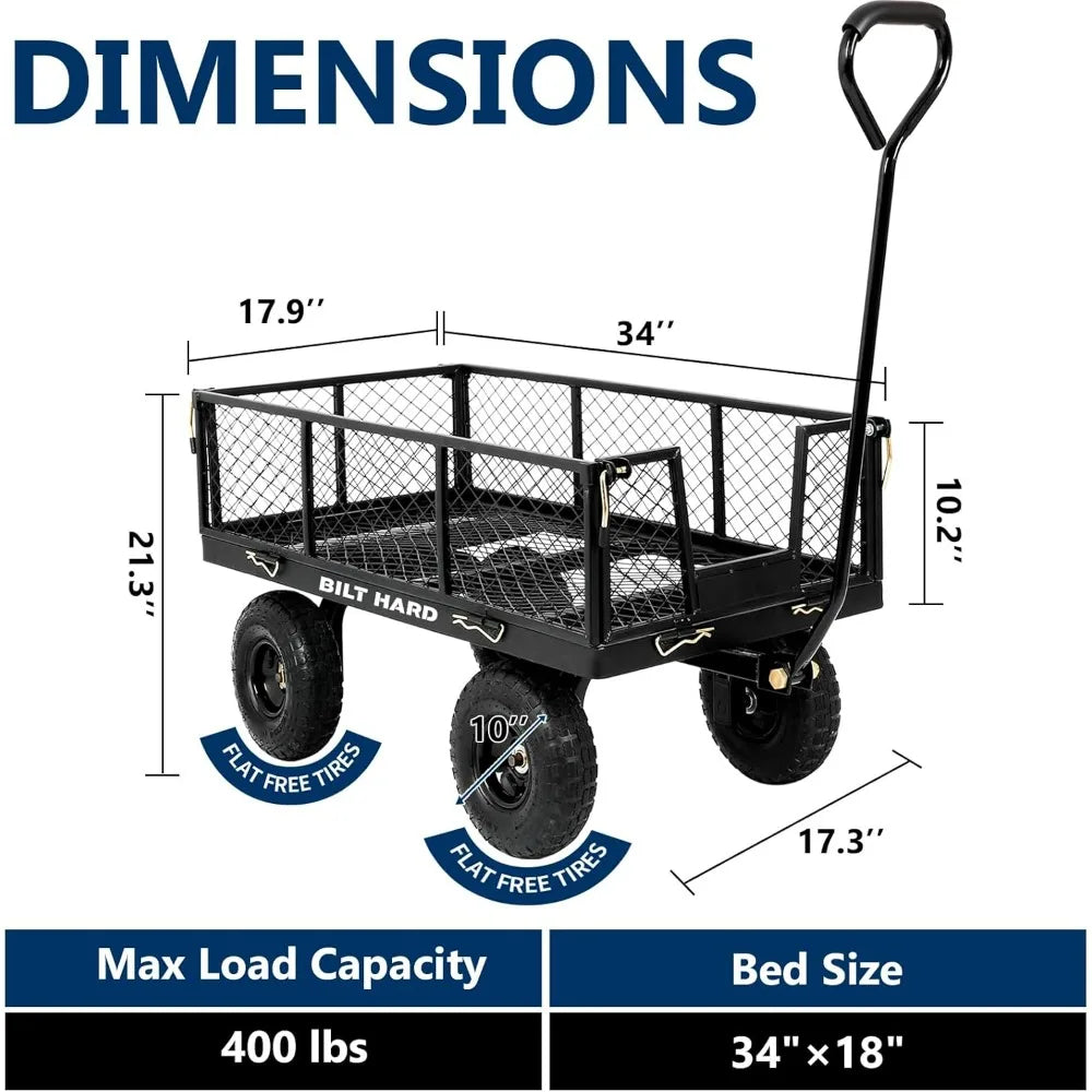 BILT HARD 400 Pounds Flat Free Tire Cart With Sides