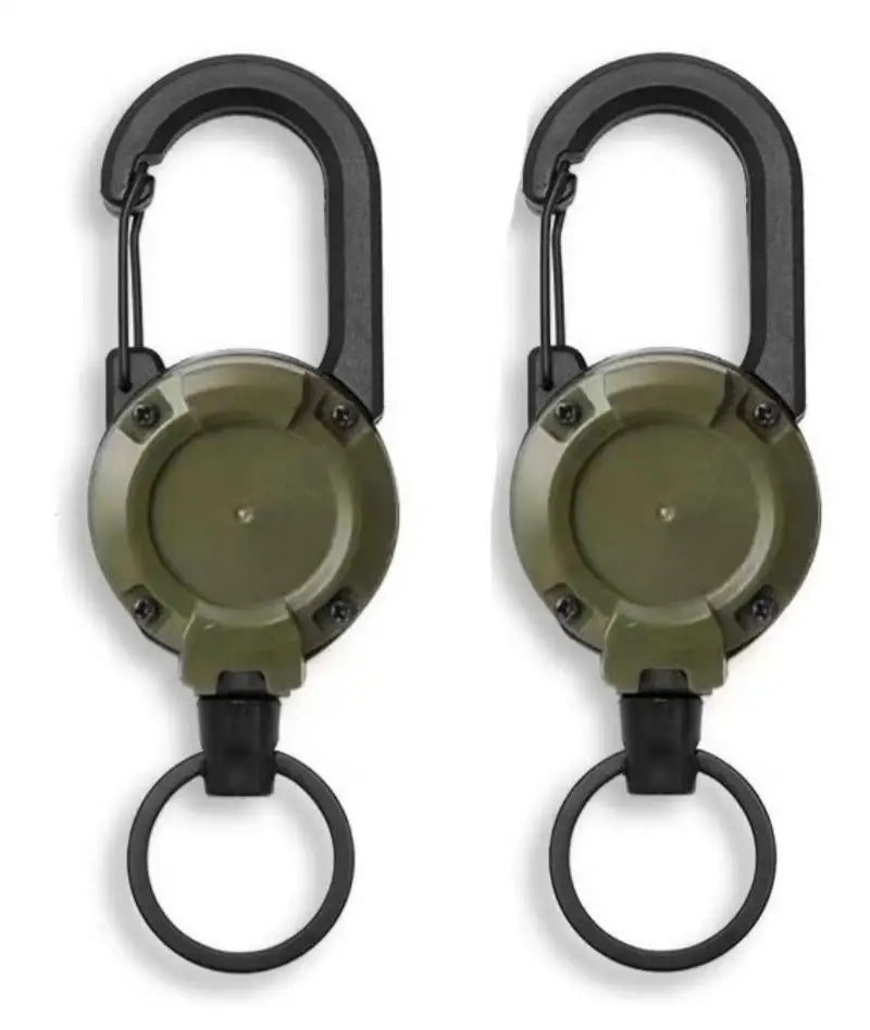 Retractable Heavy Duty Carabiner With Steel Wire Rope Key Ring