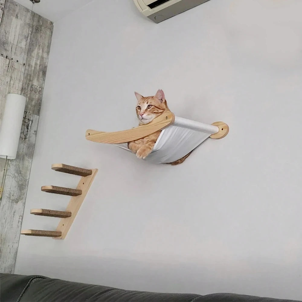 PETRAVEL Cat Hammock And Stairway With Sisal Rope Wall