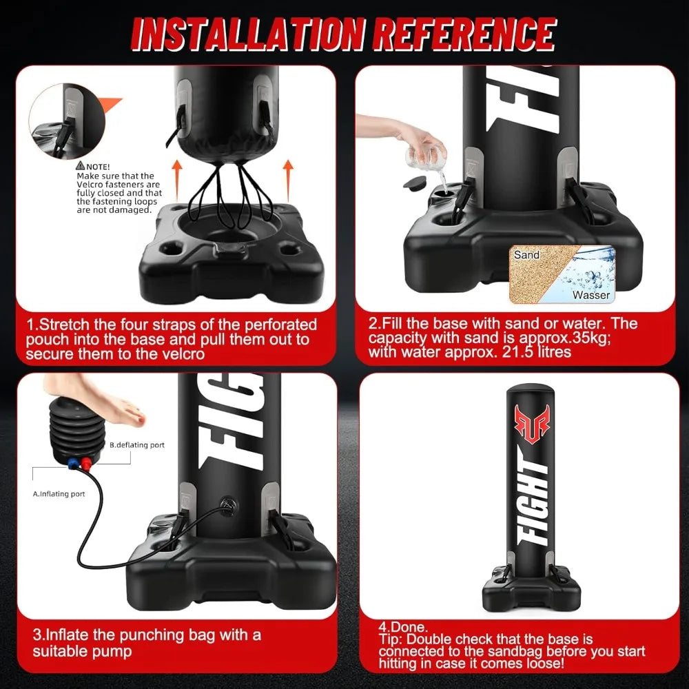 YTYIN Adult Standing Punching Bag With Upgraded Base MMA Gloves And Pump
