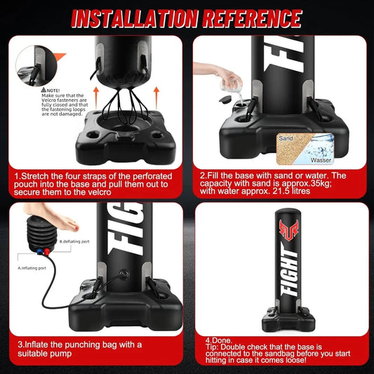 YTYIN Adult Standing Punching Bag With Upgraded Base MMA Gloves And Pump