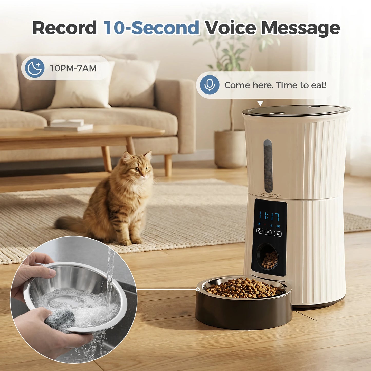 JHK Automatic Cat Feeder With WiFi App Control Dual Power