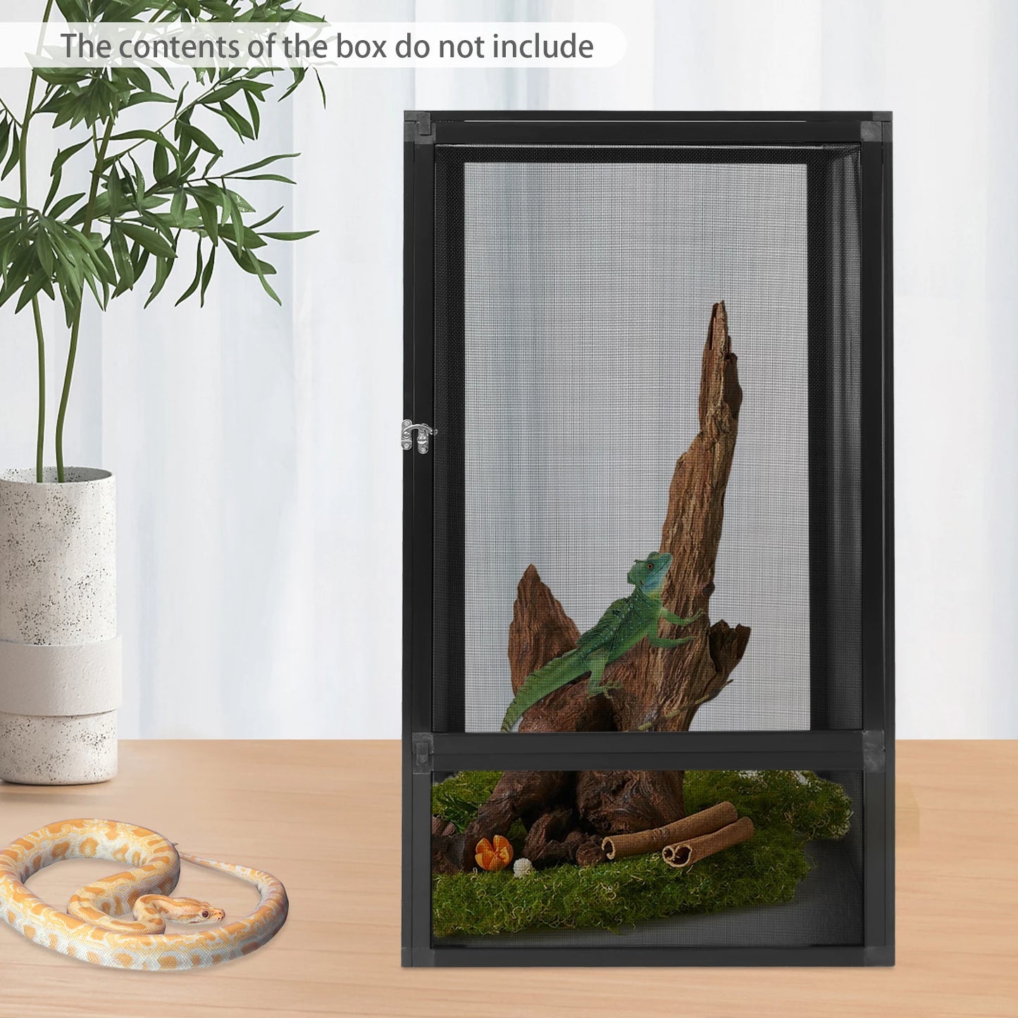 Reptile Feeding Box and Net Enclosure for Chameleons