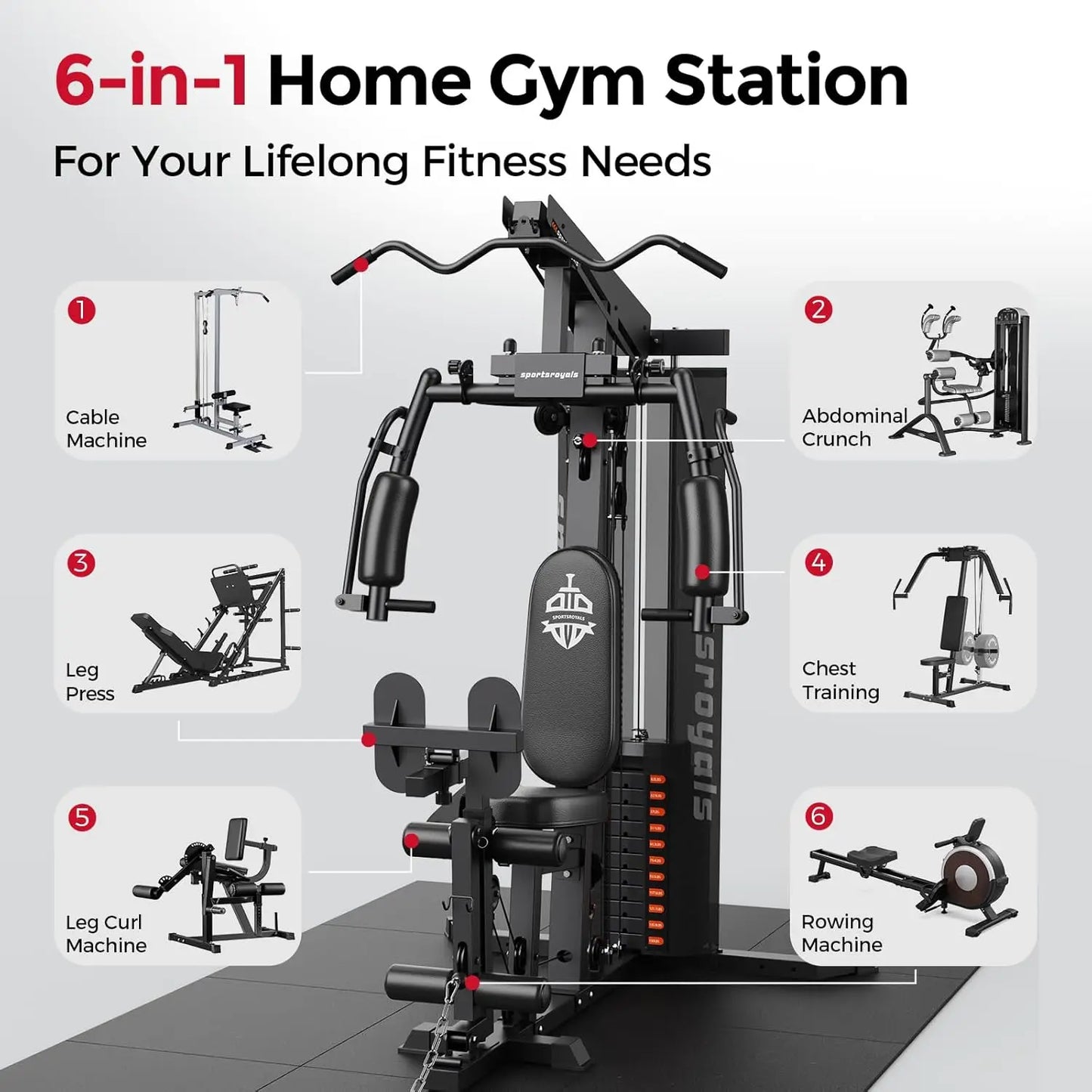 Home Gym Multi Station Weight Stack Pulley Full Body Training