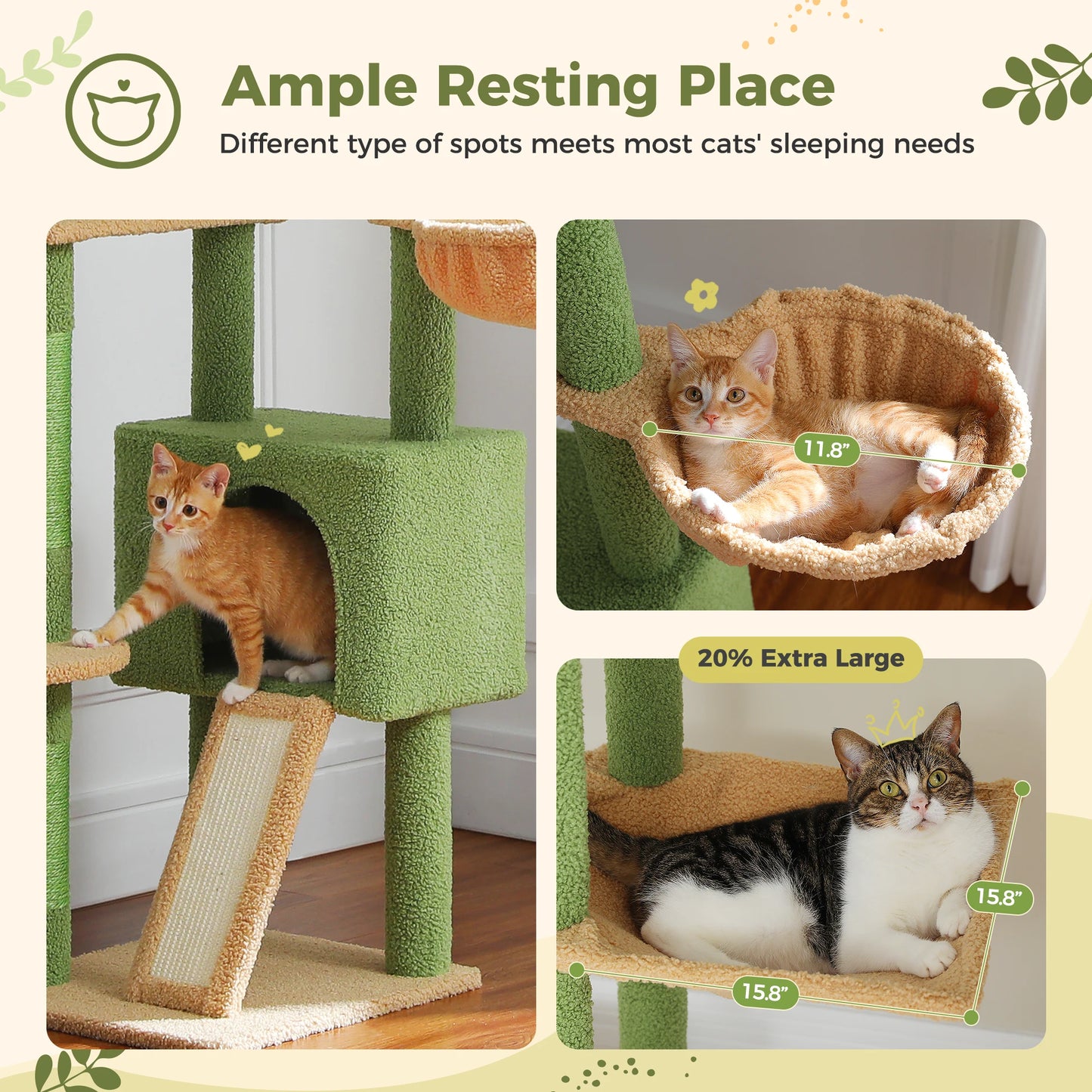 PETEPELA Cactus Cat Tree Floor to Ceiling Adjustable Height Tower