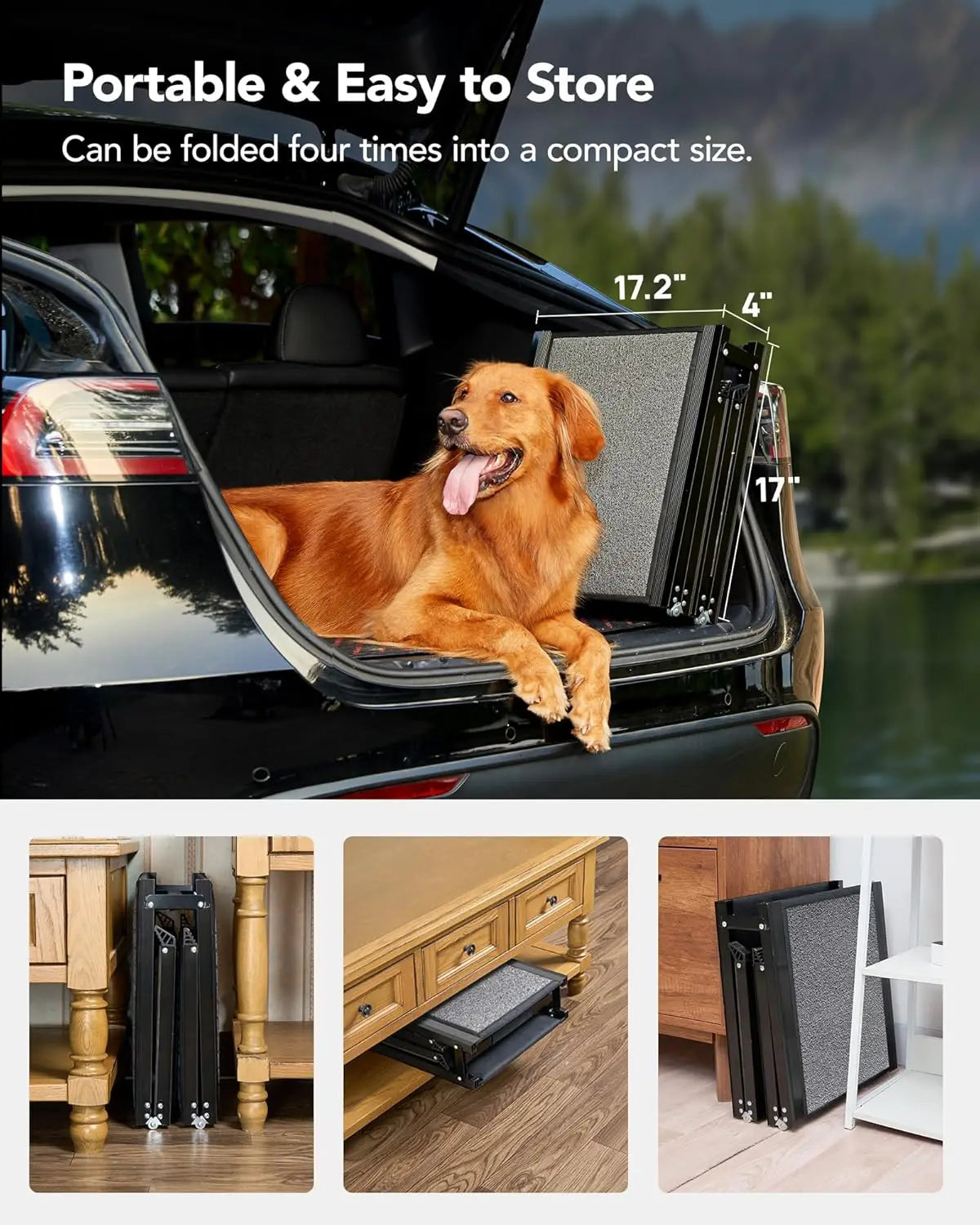 Upgraded Folding Dog Ramp For Car With Non Slip Surface