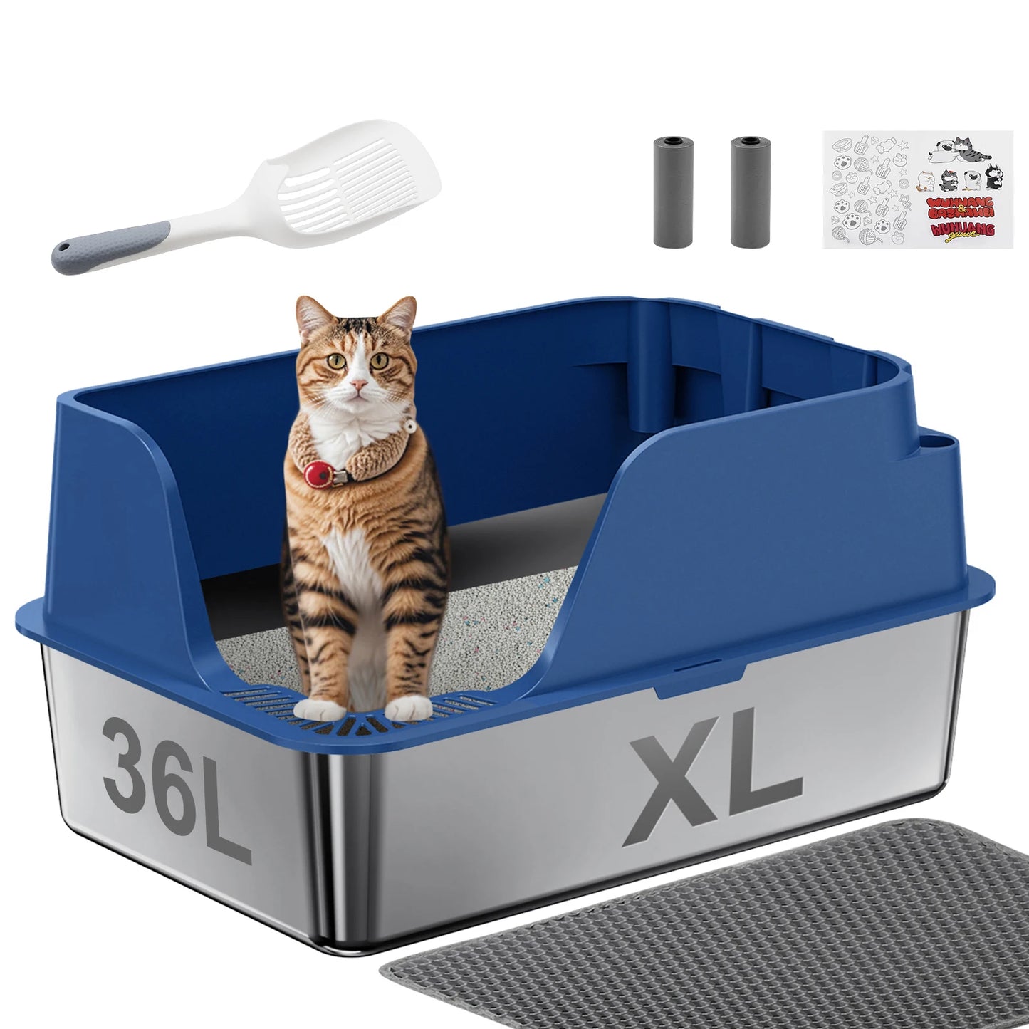 Stainless Steel Cat Litter Box With Splash Proof And Leak Proof Design