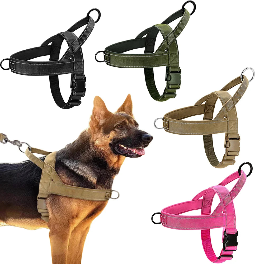 Tactical Anti-Pull Dog Harness Adjustable 1000D Nylon With Handle
