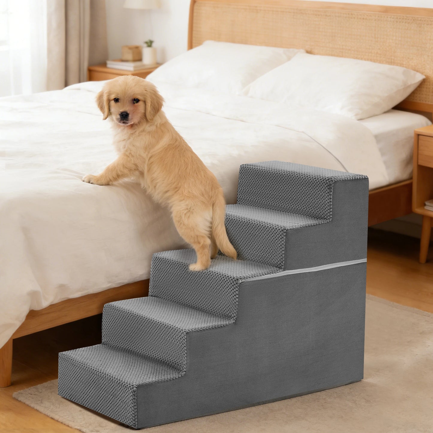 Curved Step Dog Ramp Stairs For Small Dogs Non-Slip Indoor