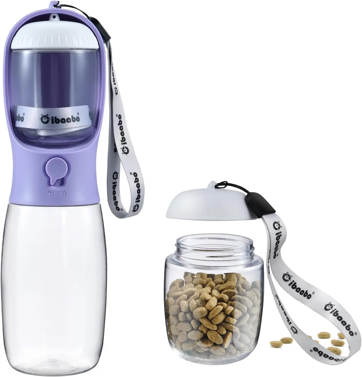 Cibaabo Dog Water Bottle With Food Container Travel Dispenser