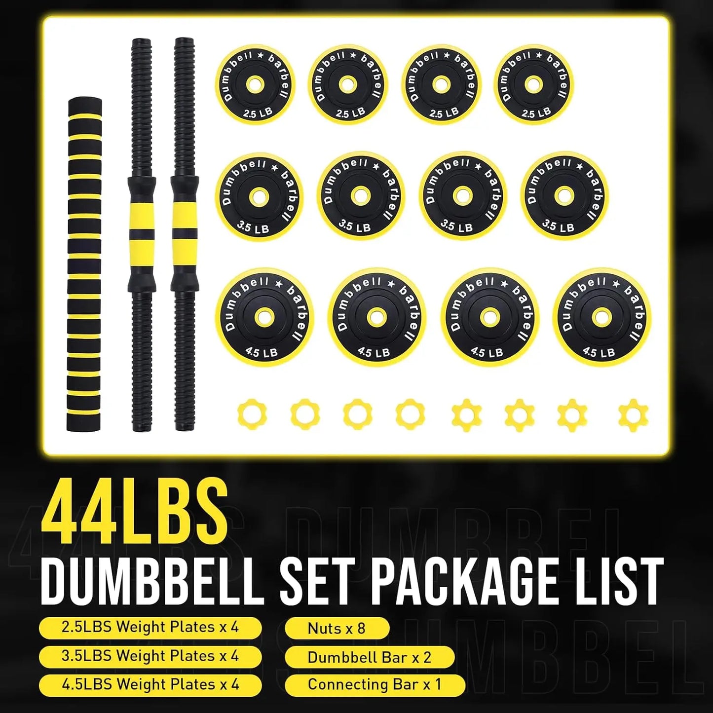 HiMISS 44 Lb 2 In 1 Adjustable Dumbbell Set For Home Gym