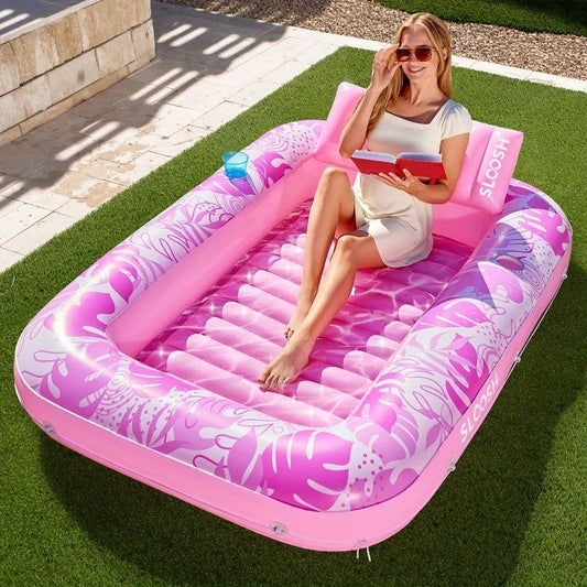 Joyfy Inflatable Pool Lounger Float With Pillow For Sunbathing