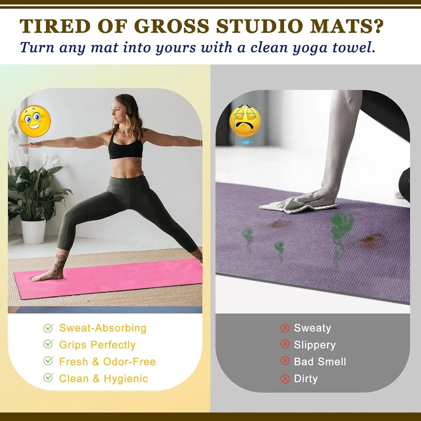 Non-Slip Yoga Mat Towel For Intense Hot Yoga And Pilates