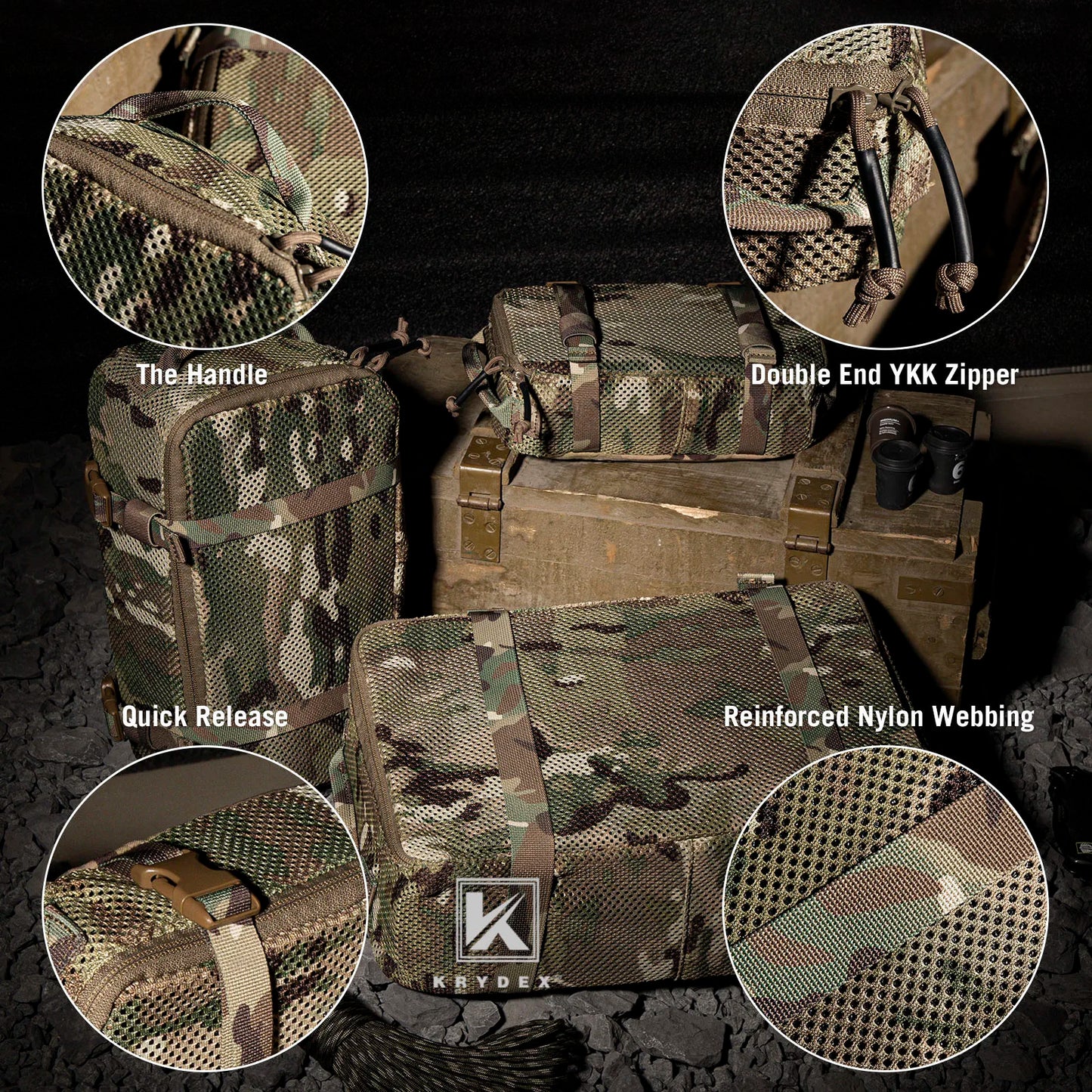KRYDEX Tactical Modular Pouch Set For Travel And Outdoor Gear